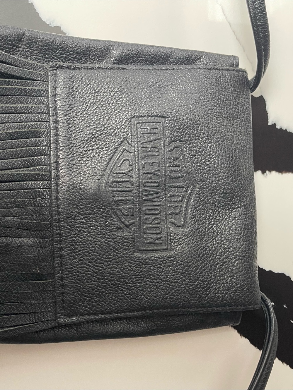 Harley-Davidson Black Leather Fringe Crossbody Pouch - Picture 9 of 10